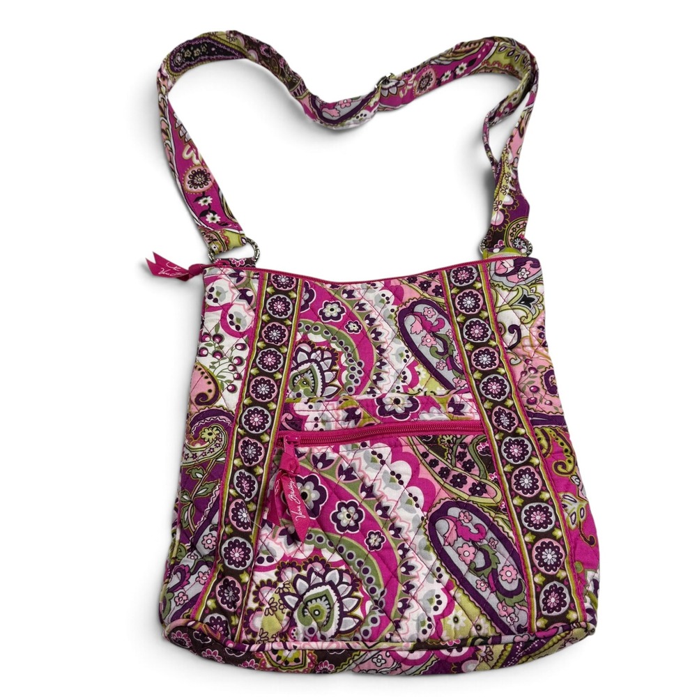 Vera Bradley Very Berry Paisley Quilted Cotton Crossbody Bag Pink Purple Floral